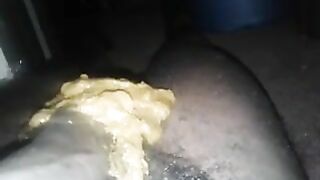 Messy shit on her hubby's fat cock