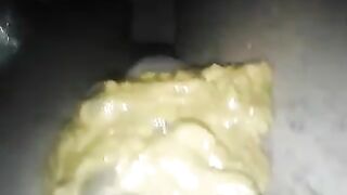 Messy shit on her hubby's fat cock