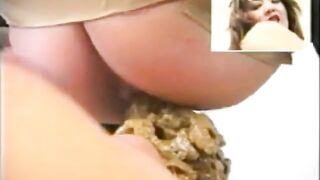 Hot woman pooping in the mouth at home