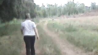 Country girl pooping in the garden