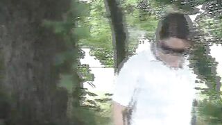 Country girl pooping in the garden