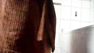 Pretty brunette babe poops on the floor