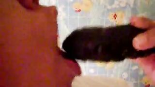 Hungry babe eating poop chocolate