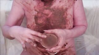 Mature dirty lady drinking poop and piss