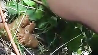 Juicy creamy poop on the grass