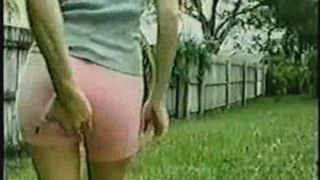 Girl in pink panty pooping