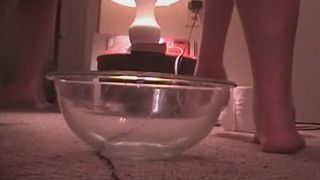 Girl pooping in the bowl