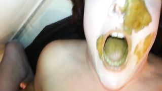 amateur scat girl shit on her face in the bathroom
