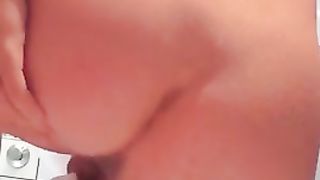 Brunette Poops near the toilet