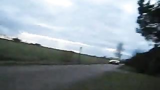 Nerdy Girl poops in the grass