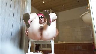 Woman pooping in his dick