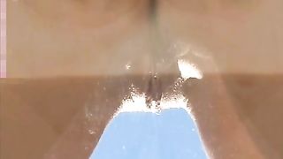 Babe pissing on the triangle glass