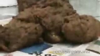 Hot Girl shits herself off leaving a big pile of dump in a pape
