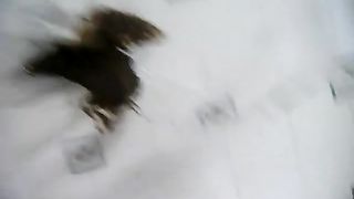 Girl shits on ziplocked plastic