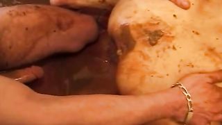 Shity all over the place where guy fucks girl