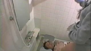 Slave gets pooped in face by an office girl