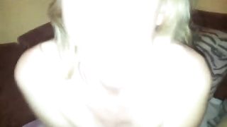 Blonde girl wakes up to eat shit