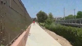 Blondes Long poop on the street