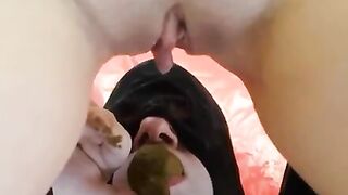 Dirty piss and poop loving masked slave