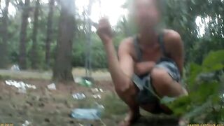 Asian girl shitting in the jungle