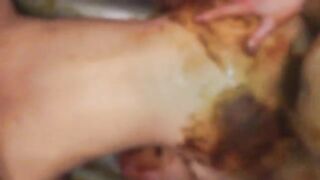 Beautiful Asian girl sucking dirty cock before scat fuck