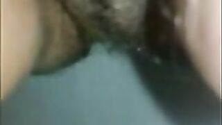 wife with sweet hairy pussy teasing and pooping