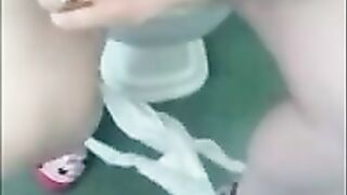 wife with sweet hairy pussy teasing and pooping