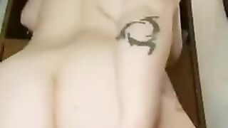 Sexy brunette girl spreading ass for poop