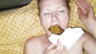 Blonde wife mouth filled with shit