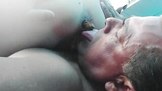 Mature dude eating heavy shit