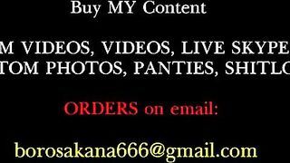 Seductive babe in red nails spreading ass for poop