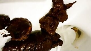 Cute teen girl and messy creamy poop