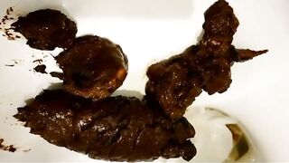 Cute teen girl and messy creamy poop