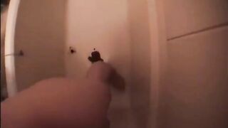 Asian milf shitting on her legs standing pose