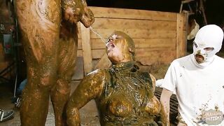 Betty gets peed being covered in cow shit