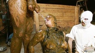 Betty gets peed being covered in cow shit