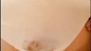 Blonde milf shitting heavy quantity in white panty