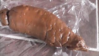 Gorgeous blonde lady shits on the floor