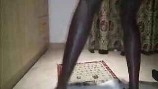 Hot ass ebony lady pooping in doggy style