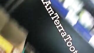 Ebony big booty lady poops in the store