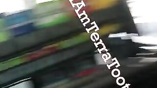 Ebony big booty lady poops in the store