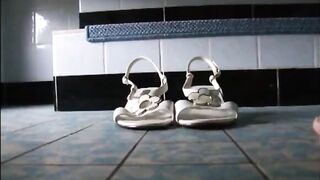Girl shit and piss in her sandals