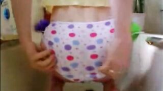 Shitting on panty and smearing on it