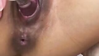 Closeup of dildo and asshole