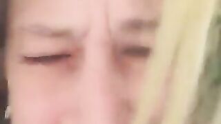 Mature blonde lady poop closeup