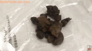 Cute hairy Asian girl poops