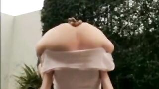 Slut poop and piss in the backyard