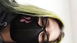 Girl holds her ass cheeks apart in the shower