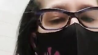 Milf in mask pooping