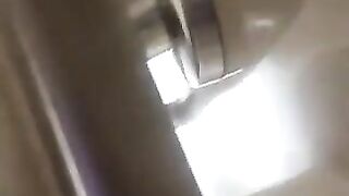 Fetishista with fishnet stockings squatting and shitting in her ass crack